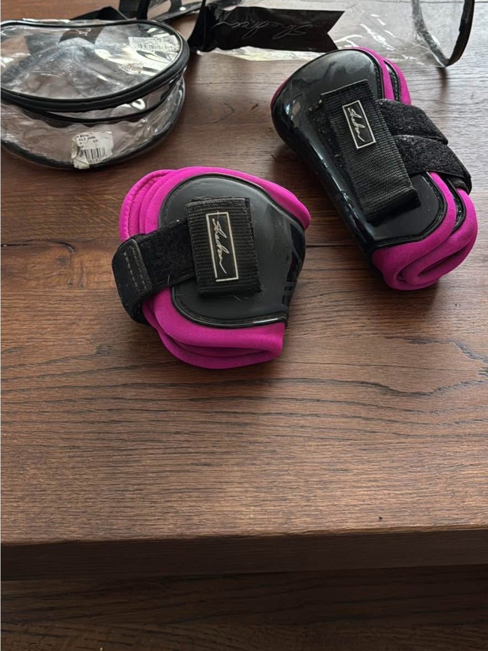 Fisher pink fetlock + tendon jump boots
